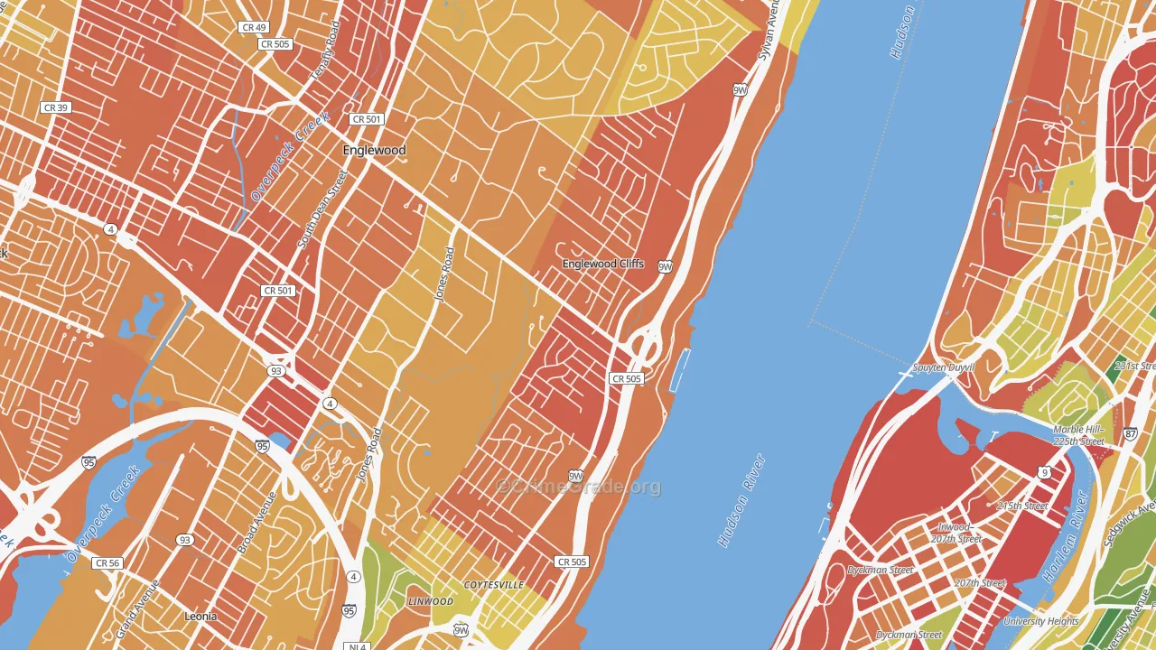 Englewood Cliffs, NJ Map of Murder Rates