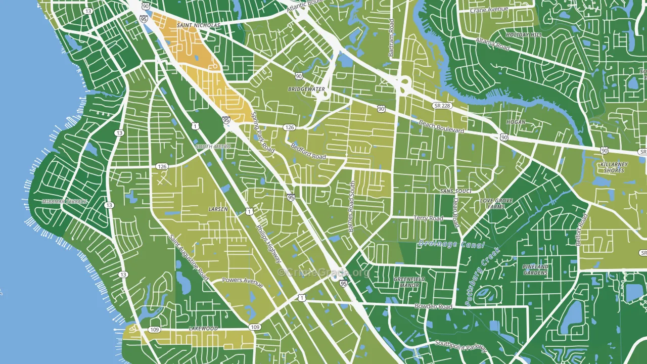 Englewood, Jacksonville, FL Map of Murder Rates