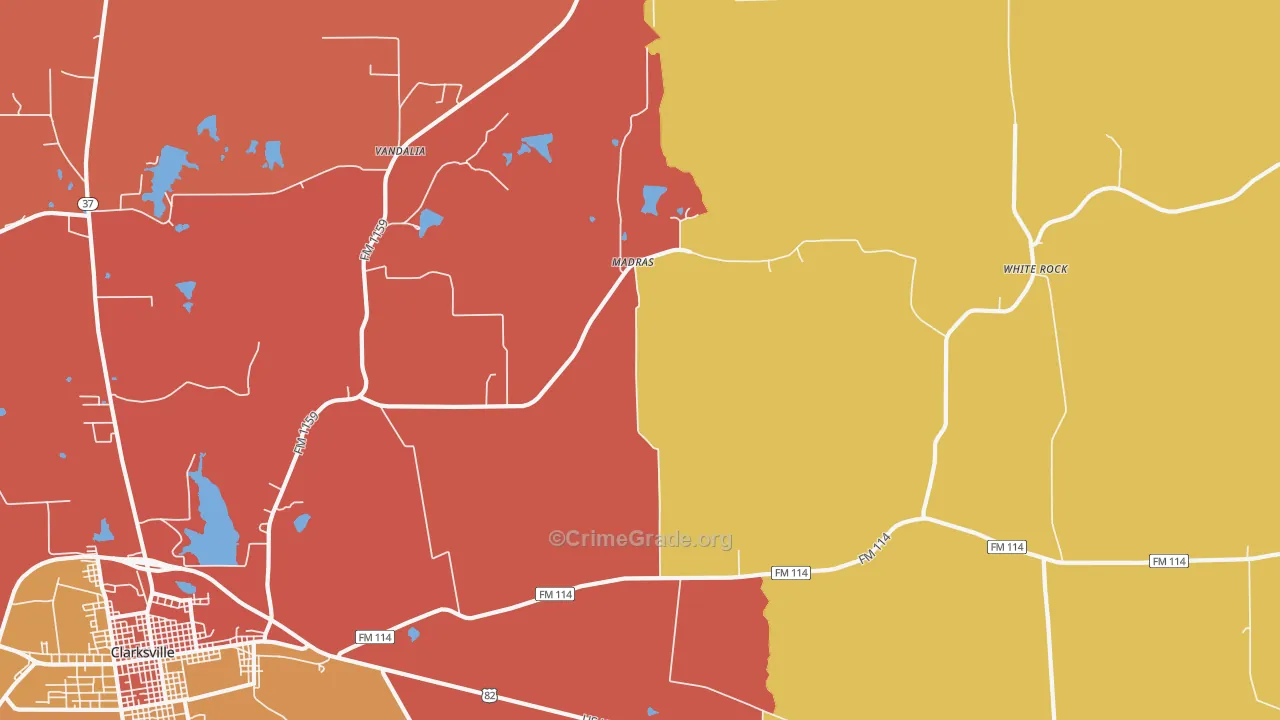 English, TX Map of Murder Rates