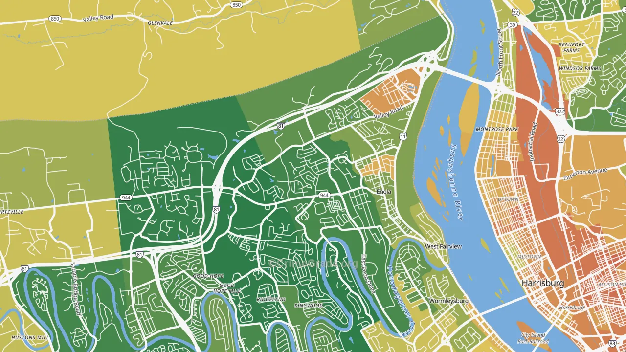 Enola, PA Map of Murder Rates