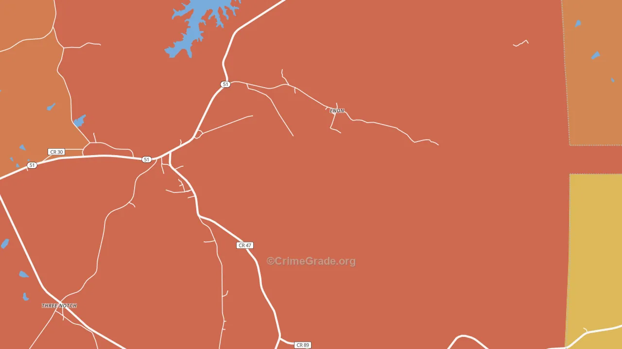 Enon, AL Map of Murder Rates