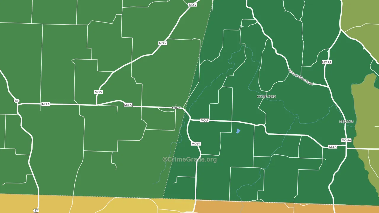 Enon, MO Map of Murder Rates