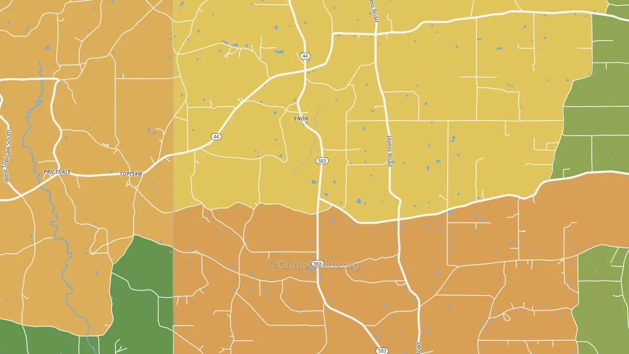 Enon, MS Map of Murder Rates