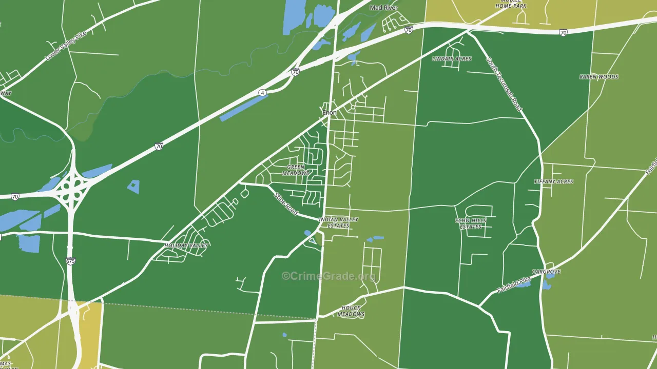 Enon, OH Map of Murder Rates