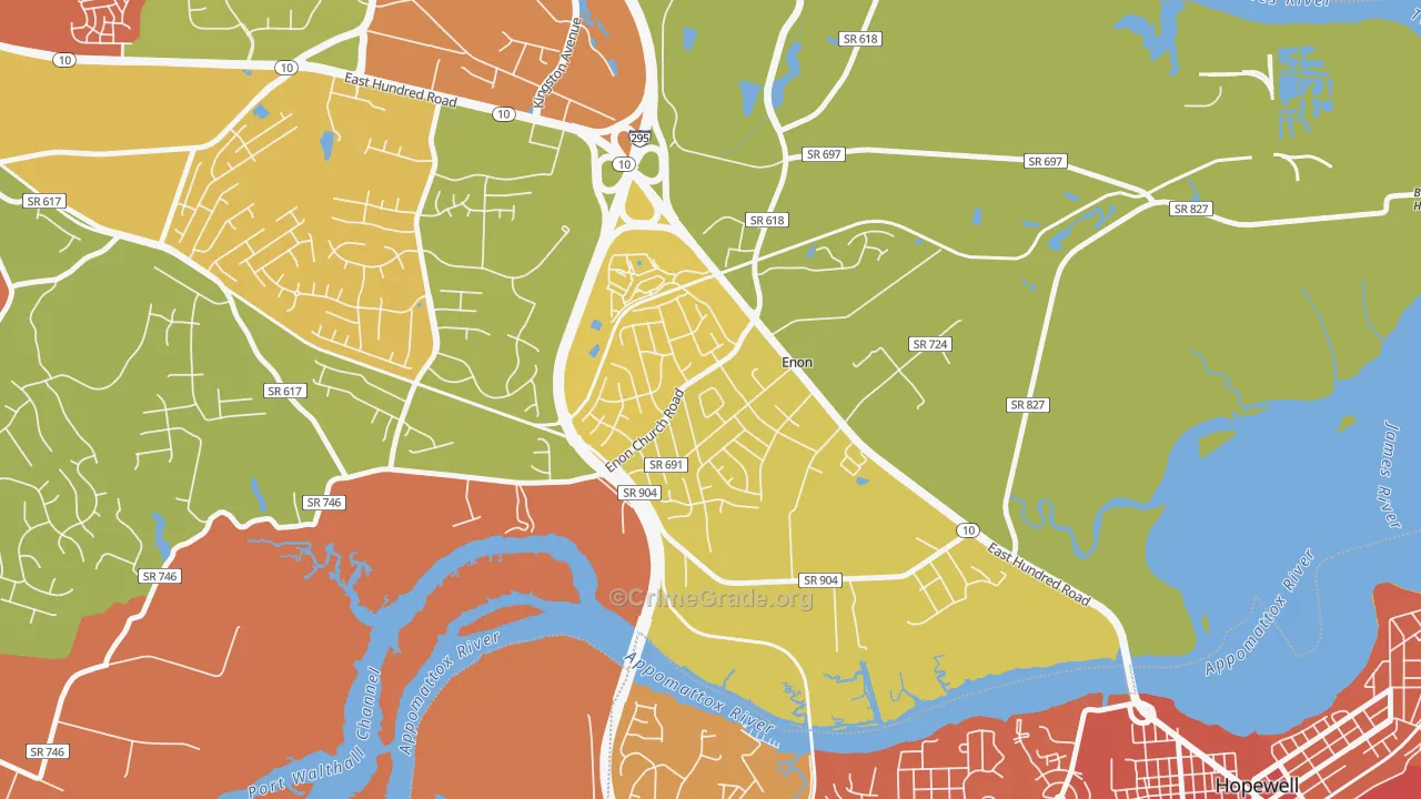 Enon, VA Map of Murder Rates