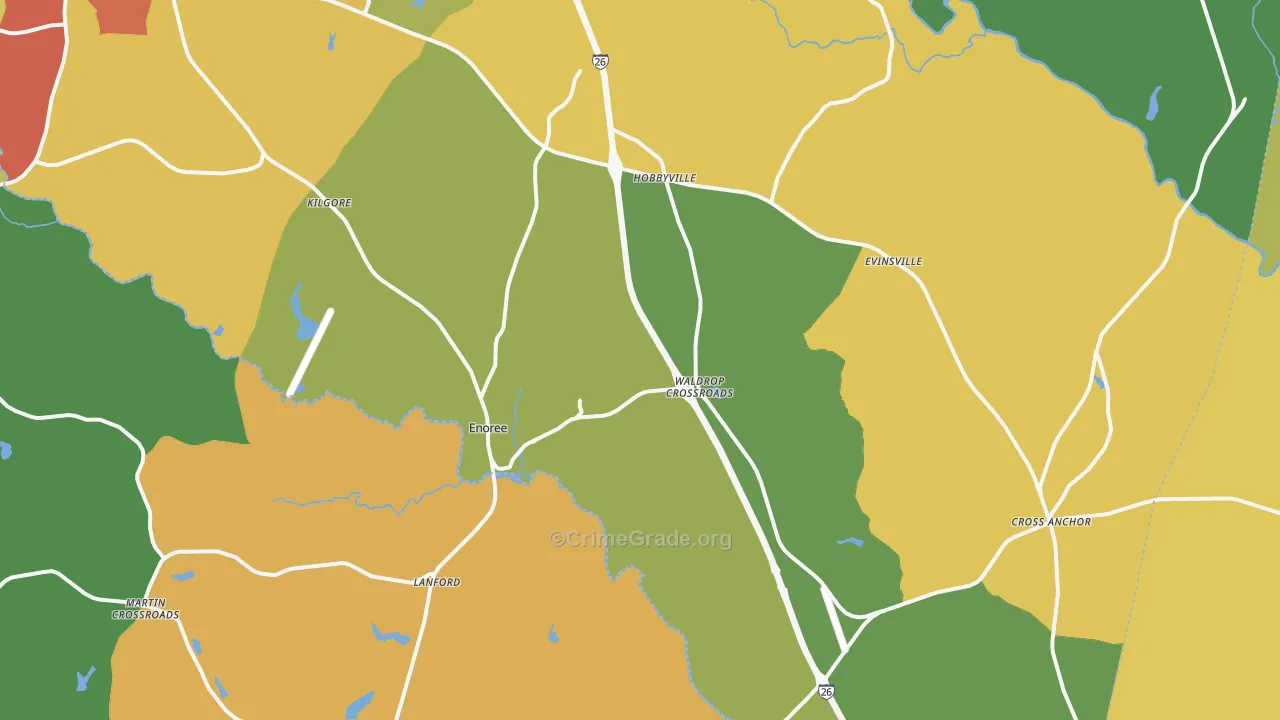 Enoree, SC Map of Murder Rates