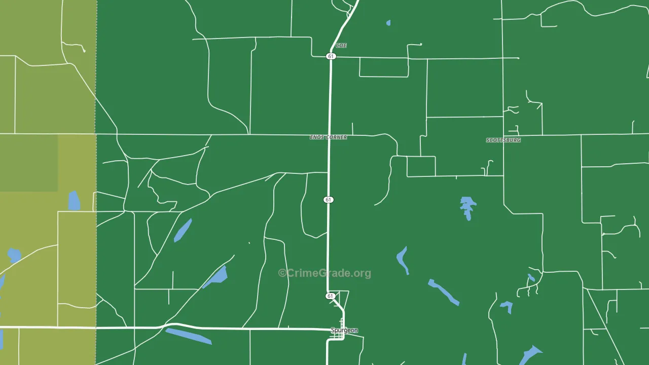 Enos Corner, IN Map of Murder Rates