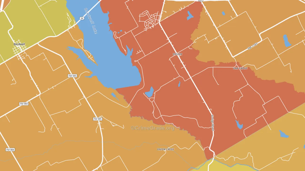 Ensign, TX Map of Murder Rates