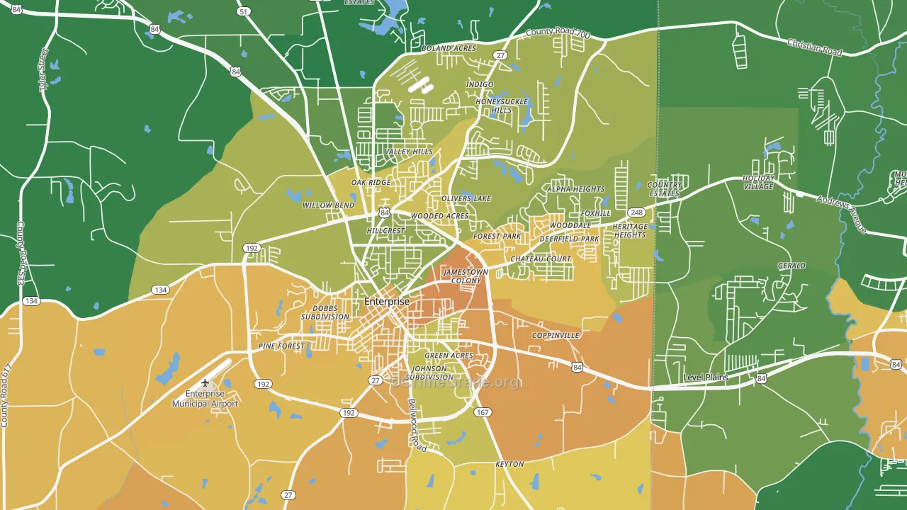 Enterprise, AL Map of Murder Rates