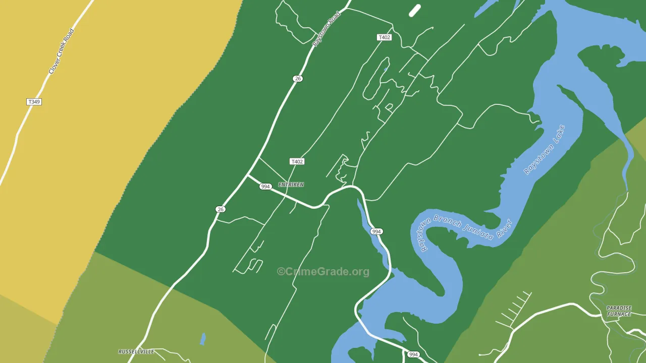 Entriken, PA Map of Murder Rates