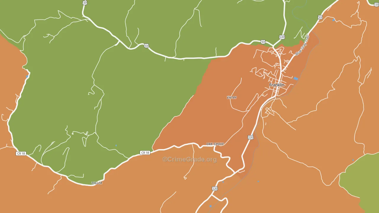 Entry, WV Map of Murder Rates