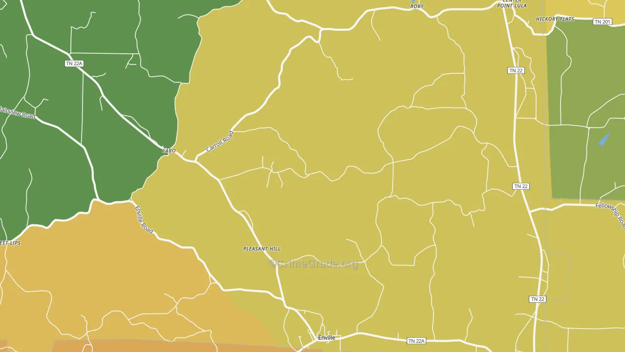 Enville, TN Map of Murder Rates