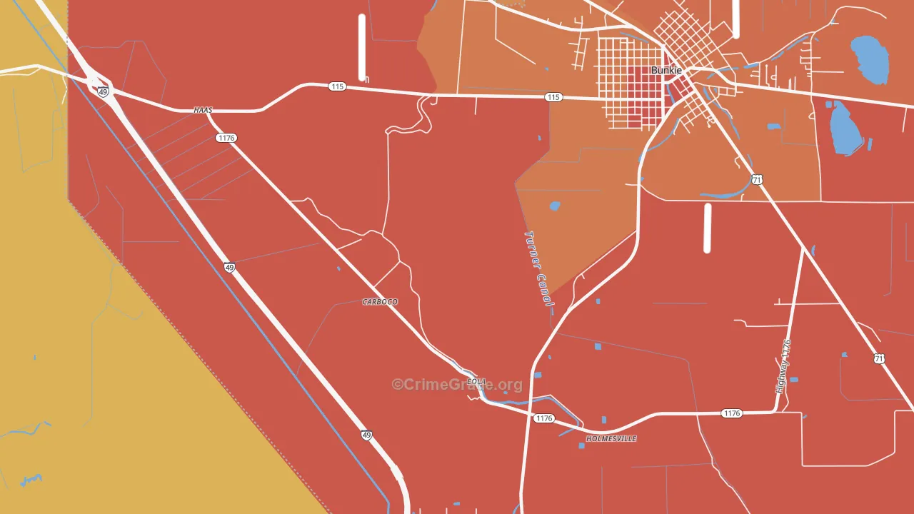 Eola, LA Map of Murder Rates