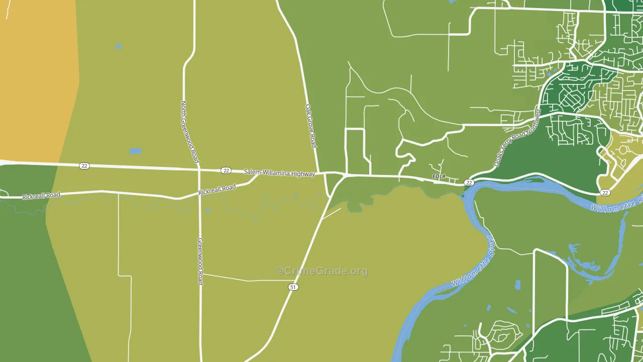 Eola, OR Map of Murder Rates