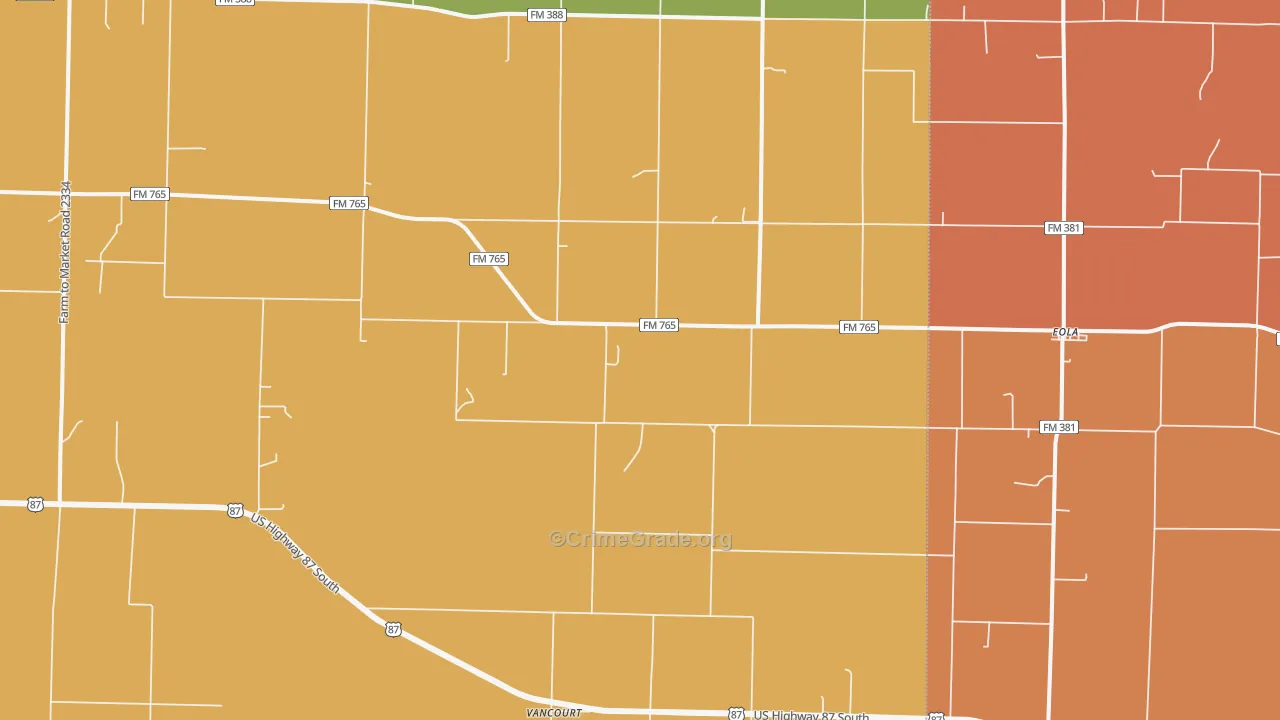 Eola, TX Map of Murder Rates