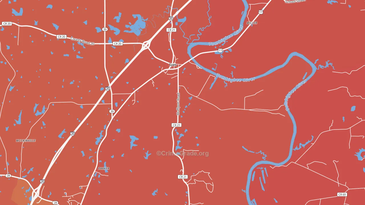 Epes, AL Map of Murder Rates