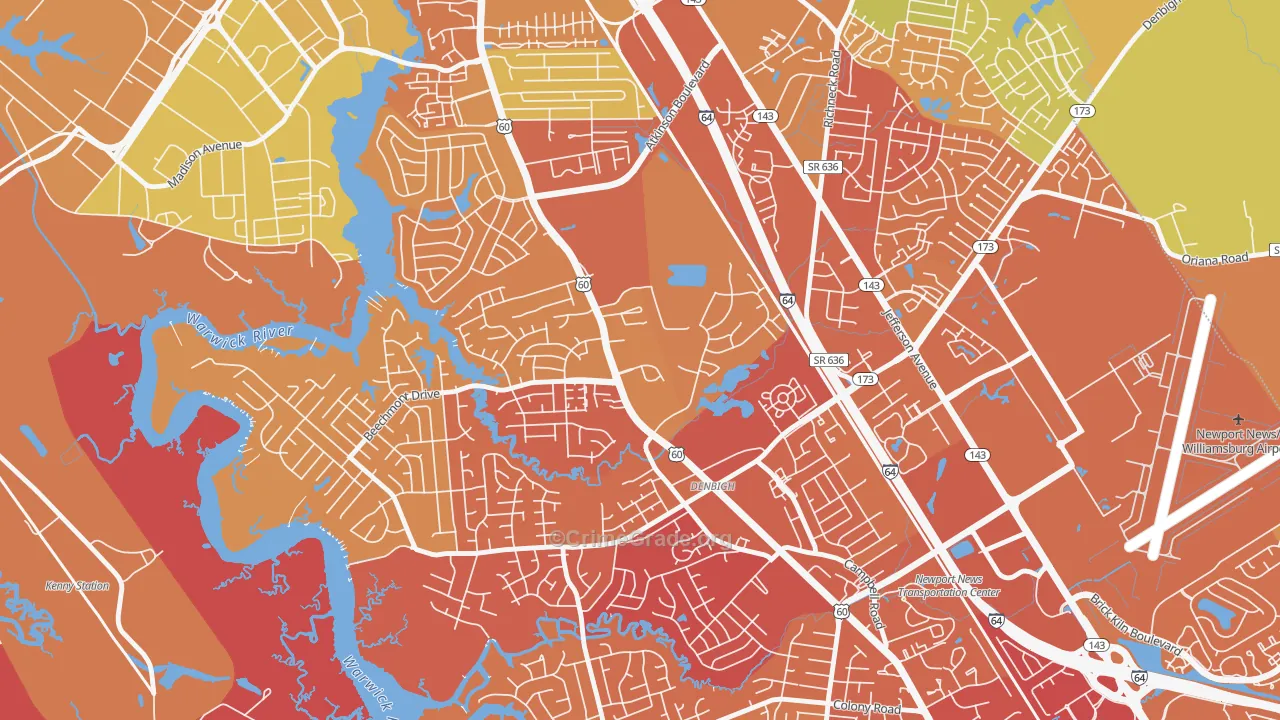Epes, Newport News, VA Map of Murder Rates