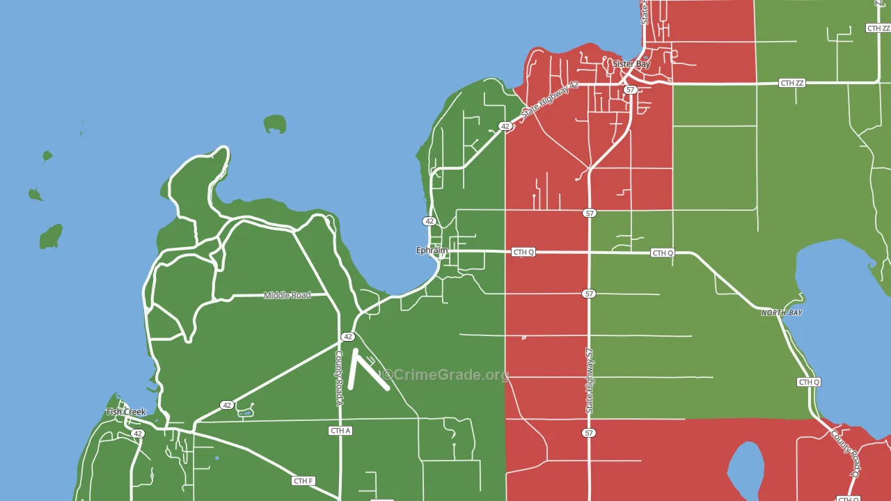 Ephraim, WI Map of Murder Rates
