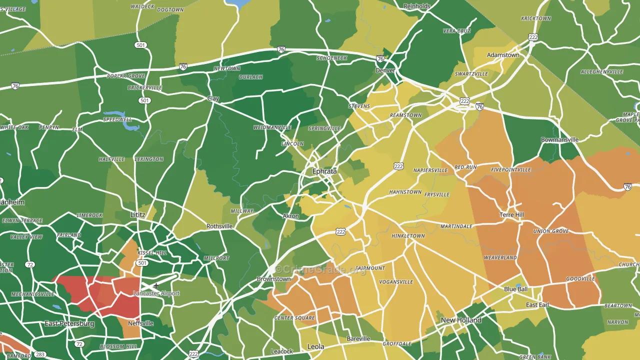 Ephrata, PA Map of Murder Rates
