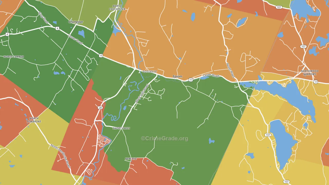 Epsom, NH Map of Murder Rates