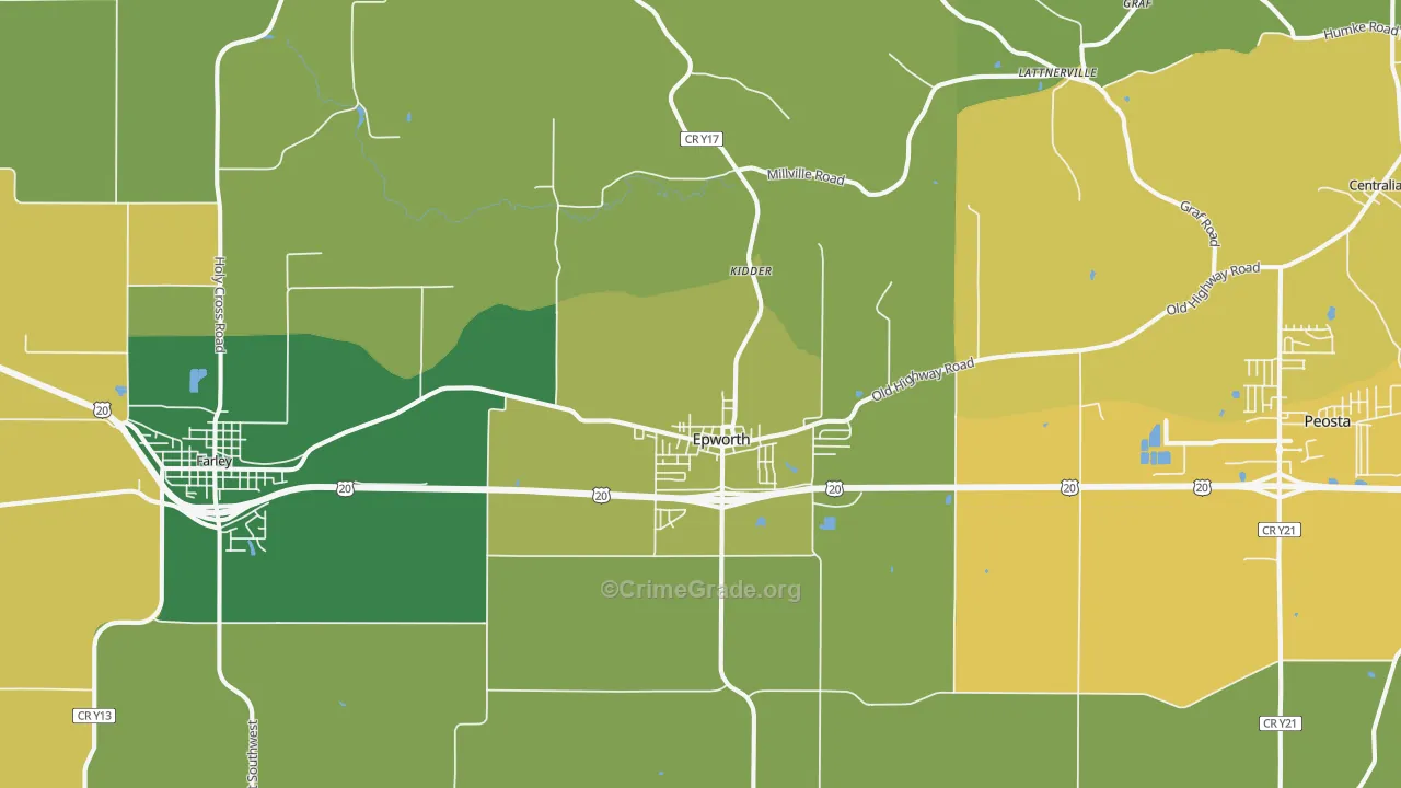 Epworth, IA Map of Murder Rates