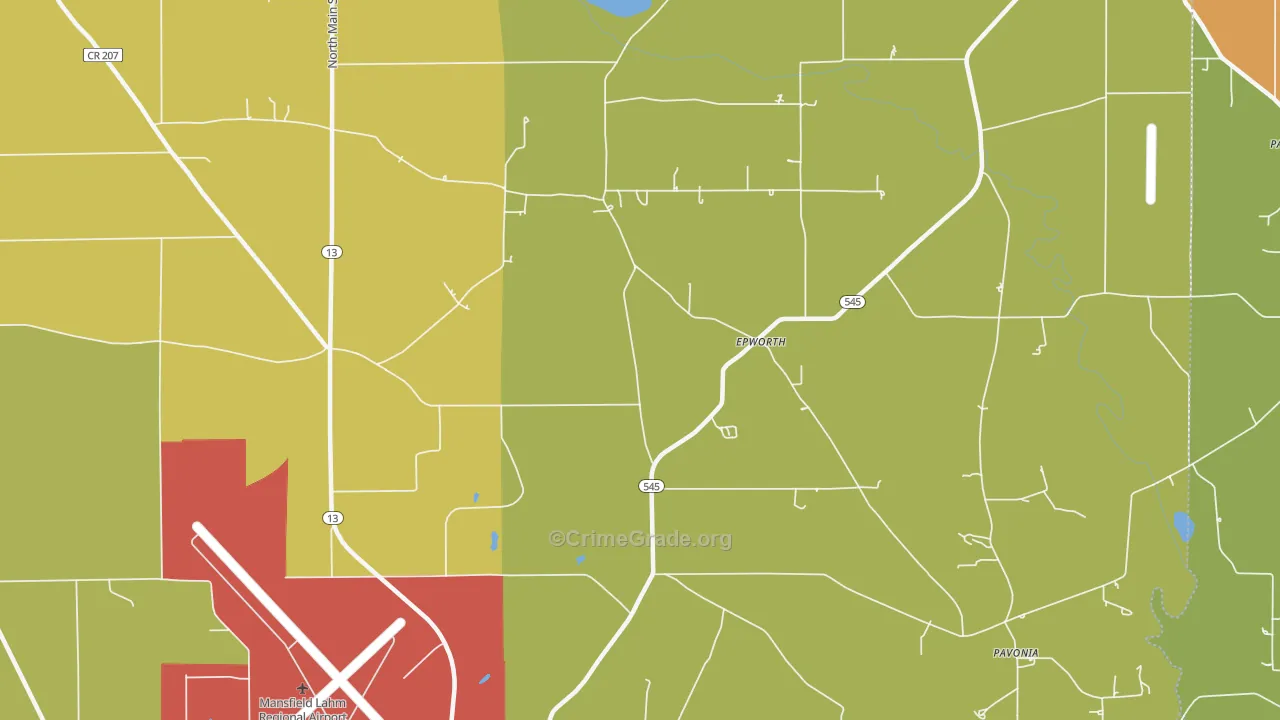 Epworth, OH Map of Murder Rates