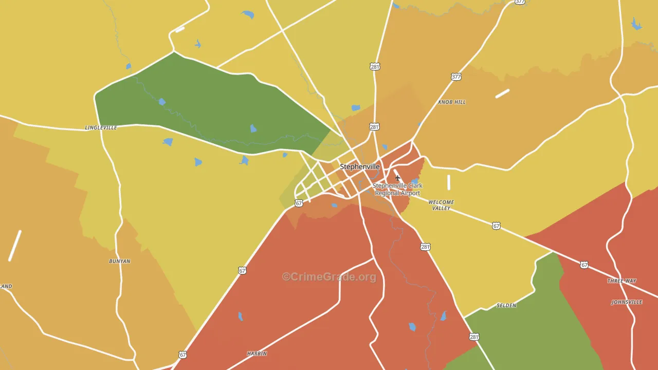 Erath County, TX Map of Murder Rates