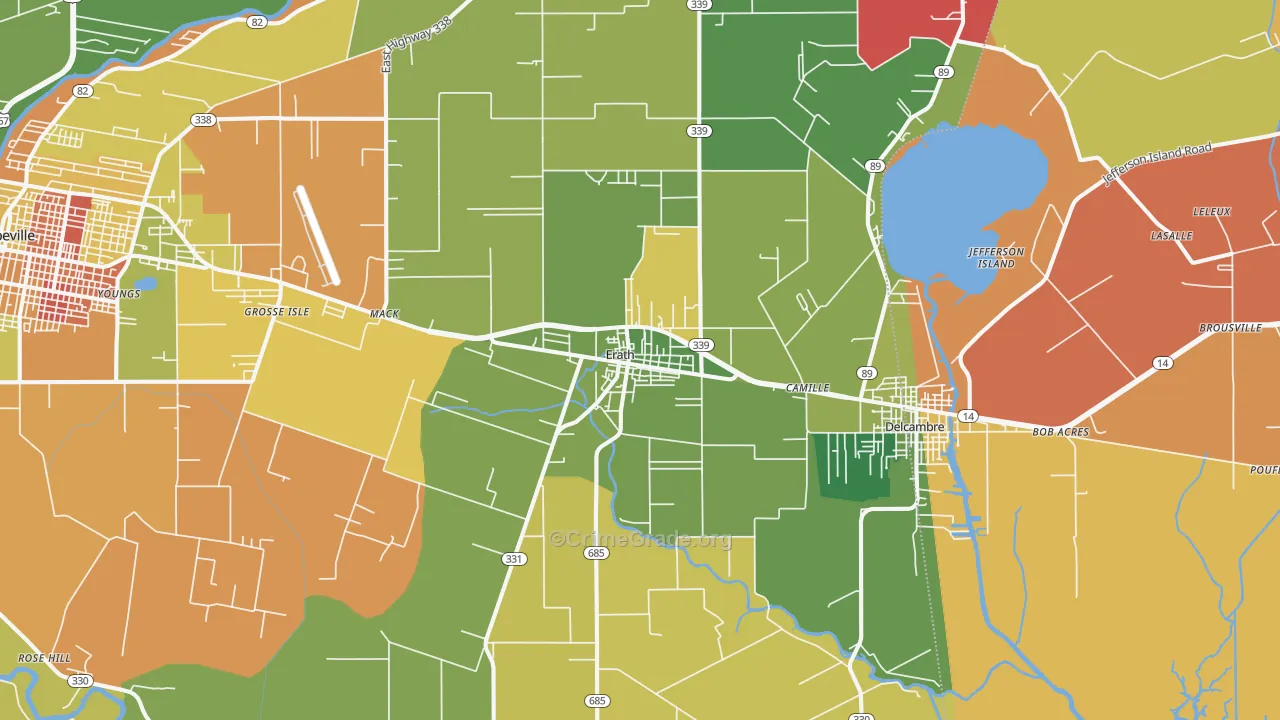 Erath, LA Map of Murder Rates
