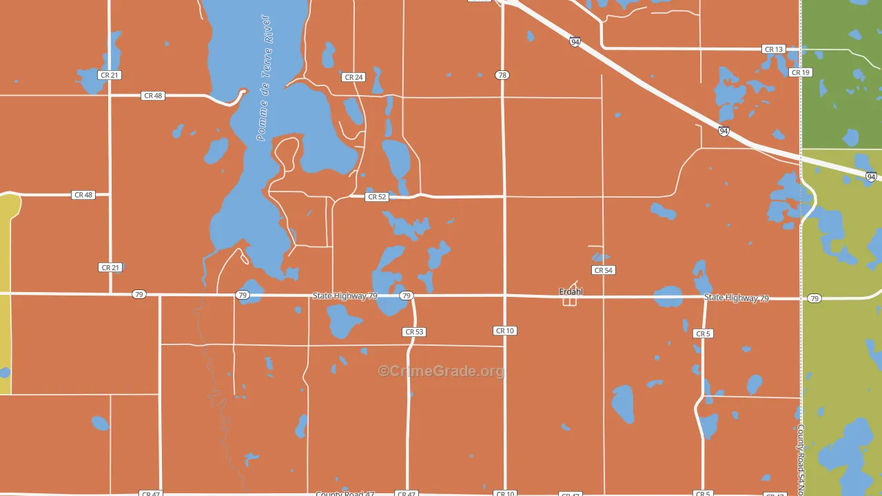 Erdahl, MN Map of Murder Rates