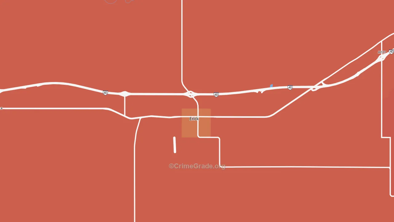 Erick, OK Map of Murder Rates