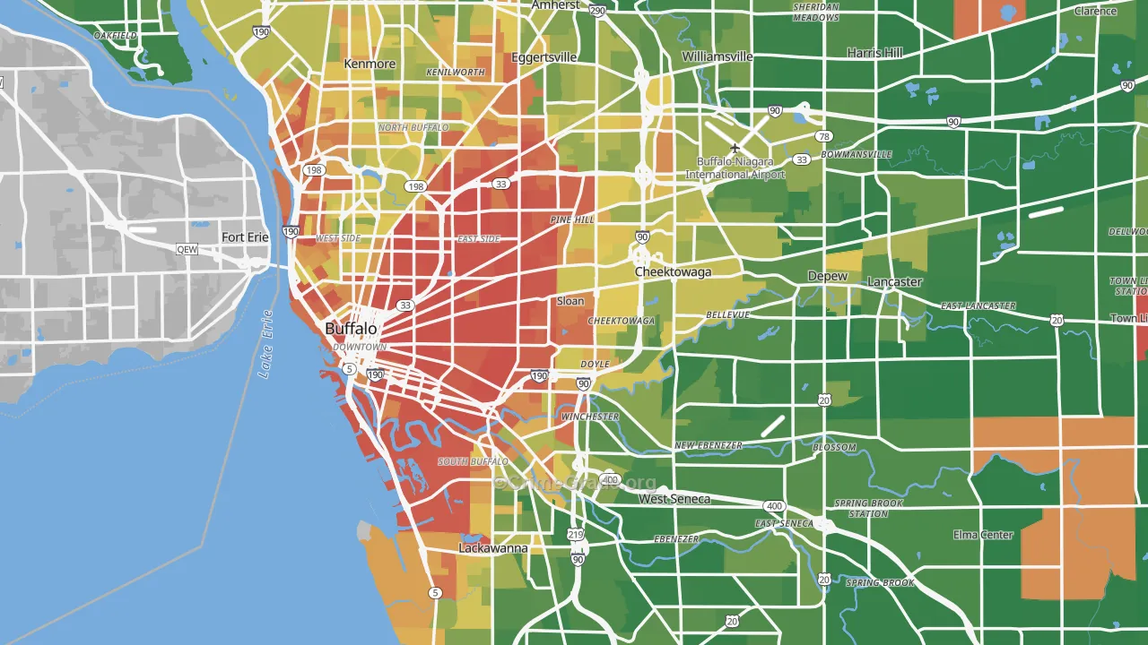 Erie County, NY Map of Murder Rates