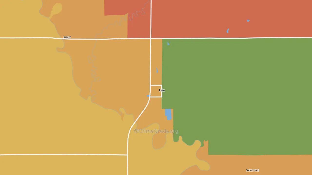 Erie, KS Map of Murder Rates