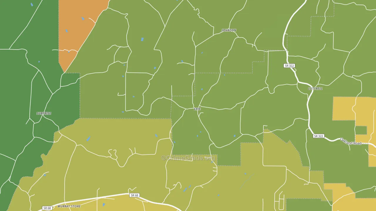 Erie, TN Map of Murder Rates