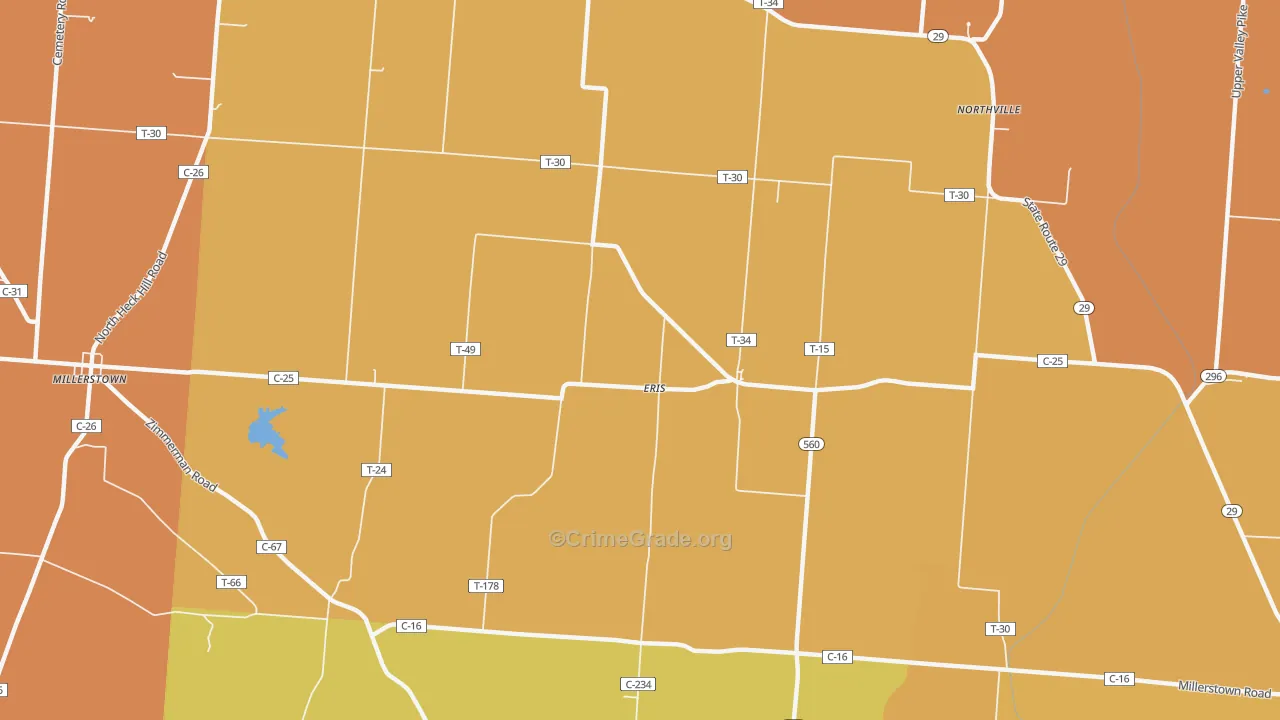 Eris, OH Map of Murder Rates