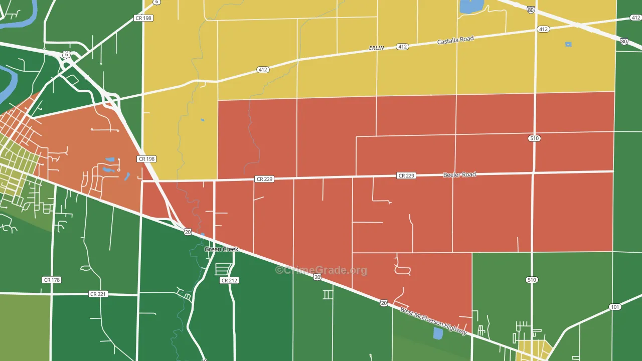 Erlin, OH Map of Murder Rates