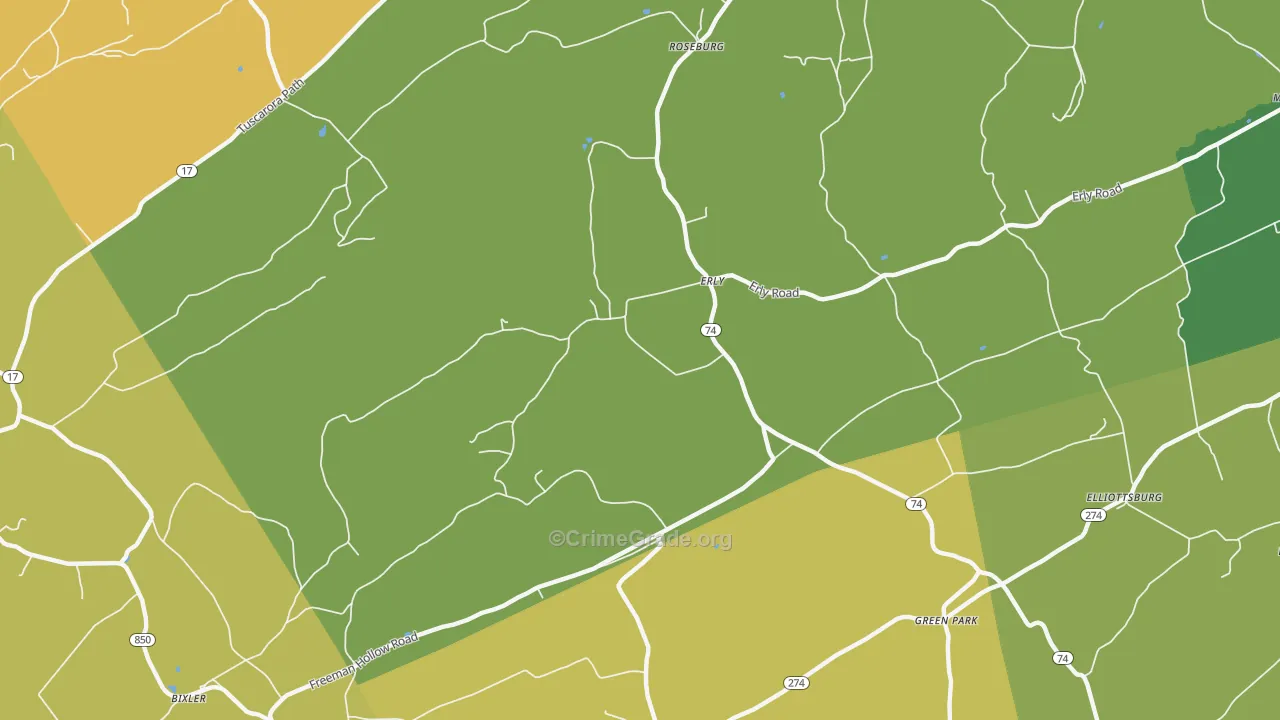 Erly, PA Map of Murder Rates