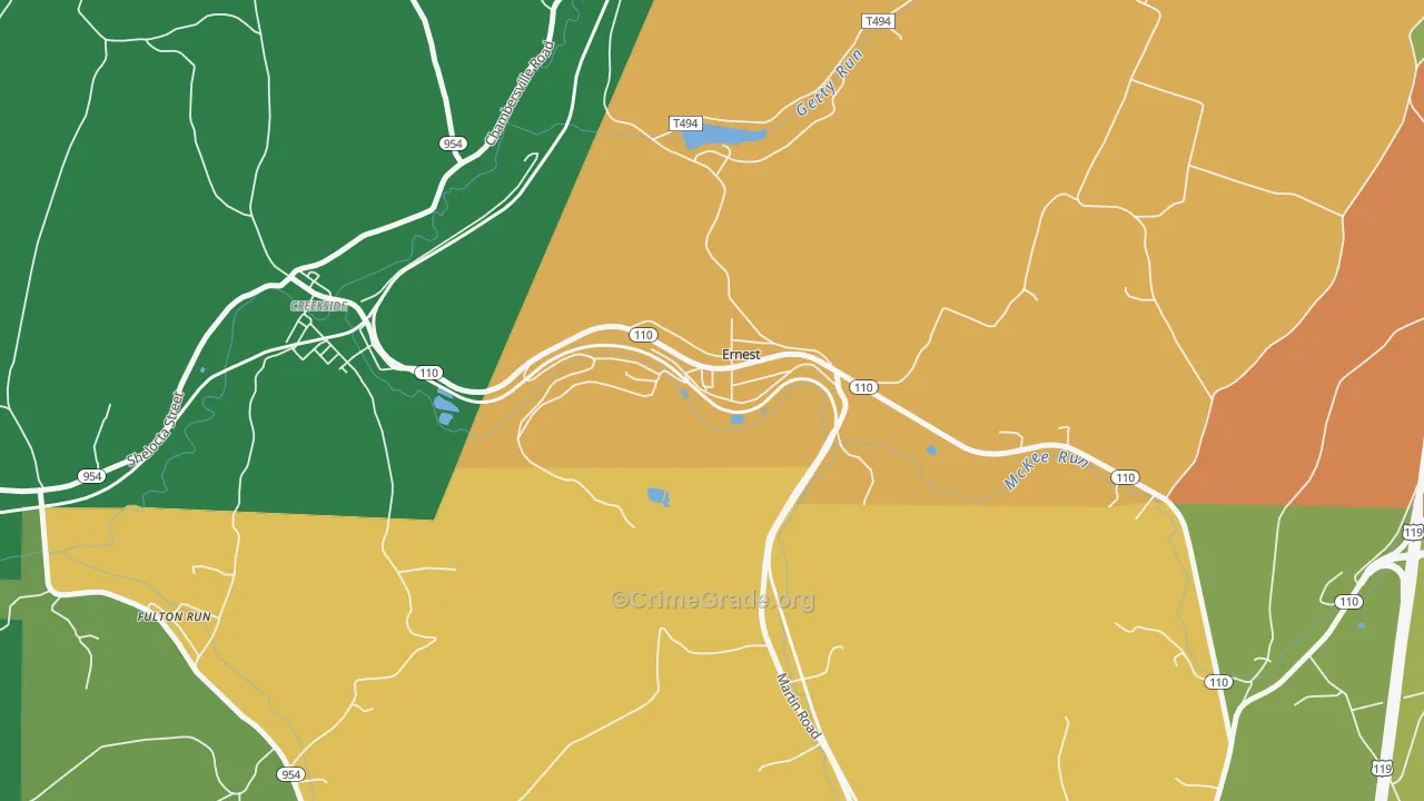 Ernest, PA Map of Murder Rates