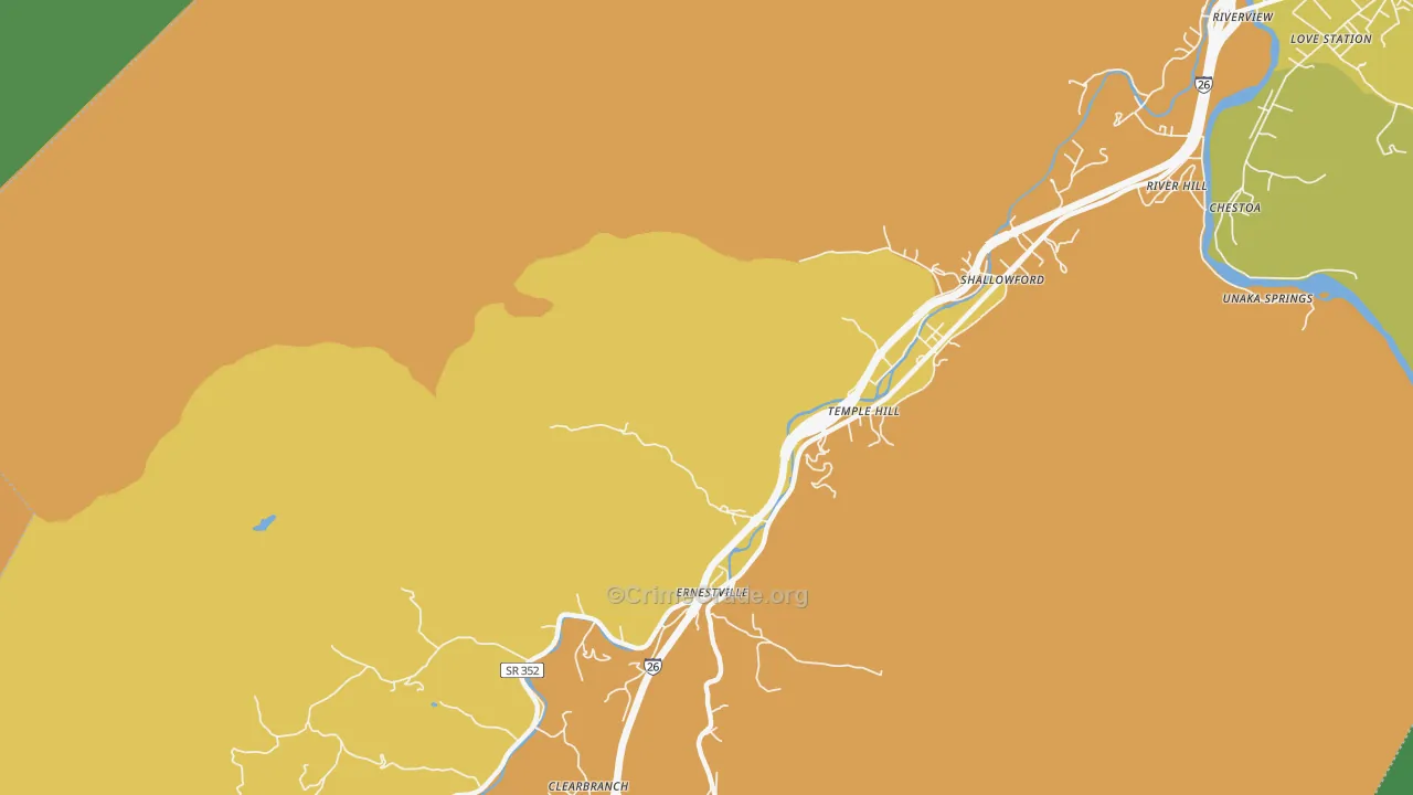Ernestville, TN Map of Murder Rates