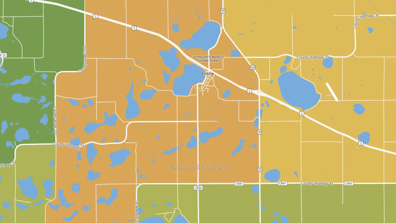 Erskine, MN Map of Murder Rates