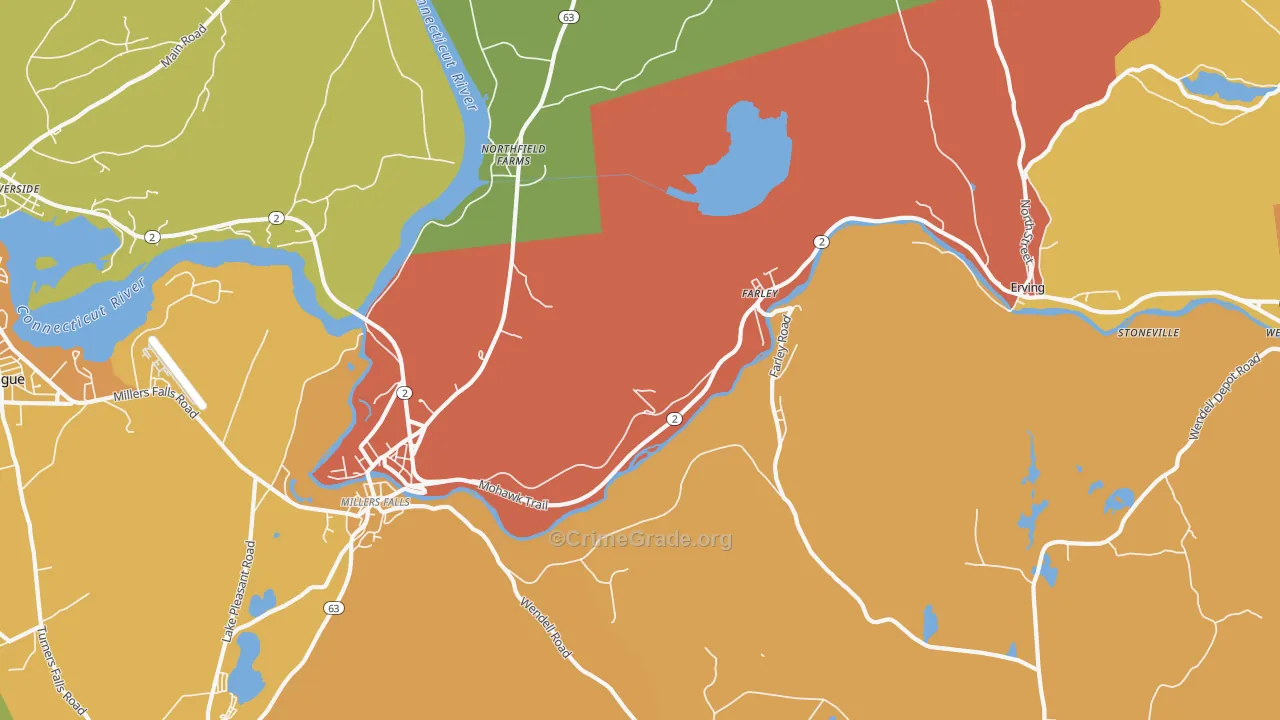 Erving, MA Map of Murder Rates