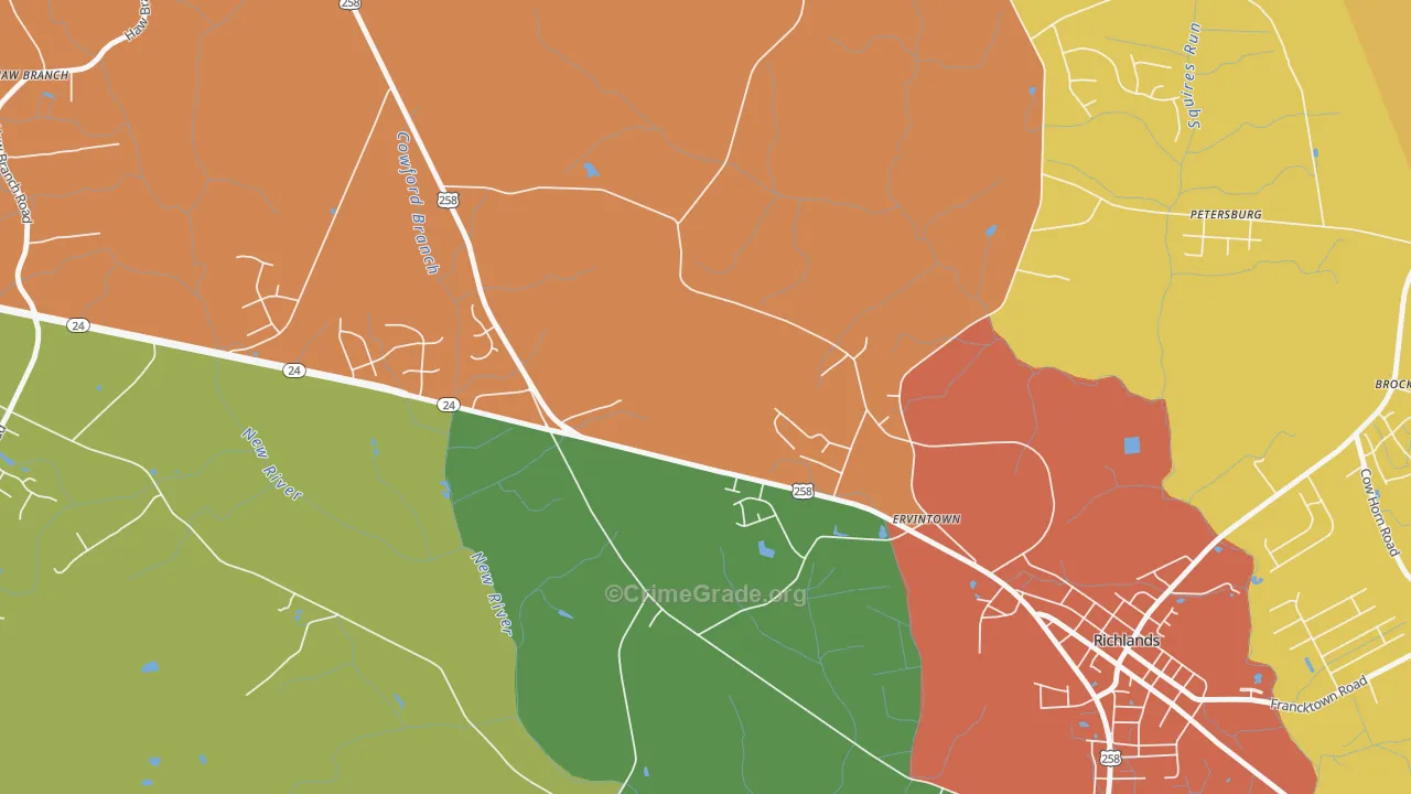 Ervintown, NC Map of Murder Rates