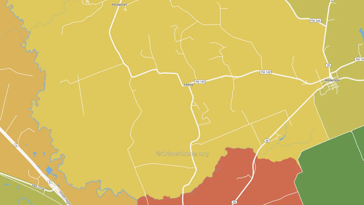 Erwin, TX Map of Murder Rates