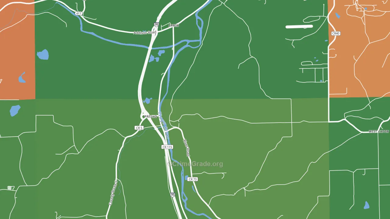 Erwins, NY Map of Murder Rates