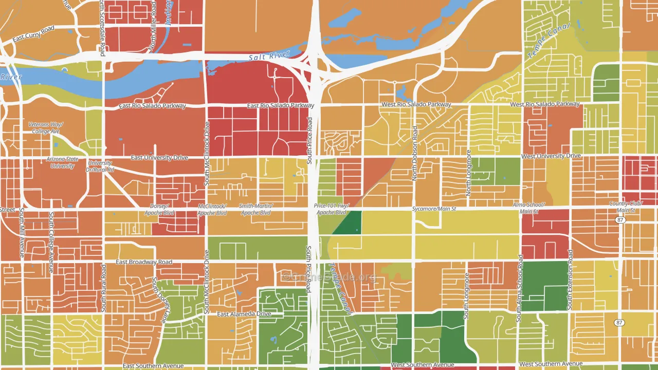 Escalante, Tempe, AZ Map of Murder Rates