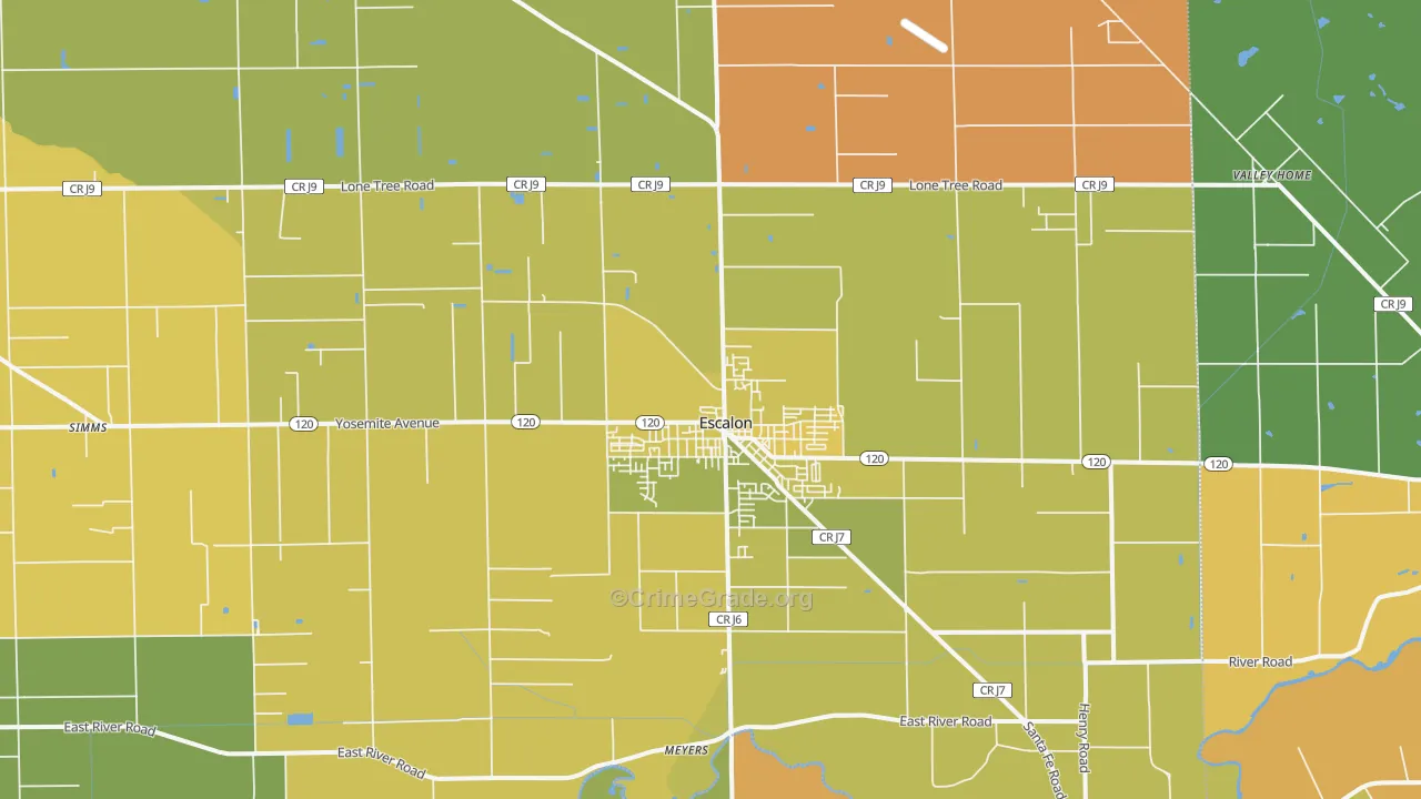 Escalon, CA Map of Murder Rates
