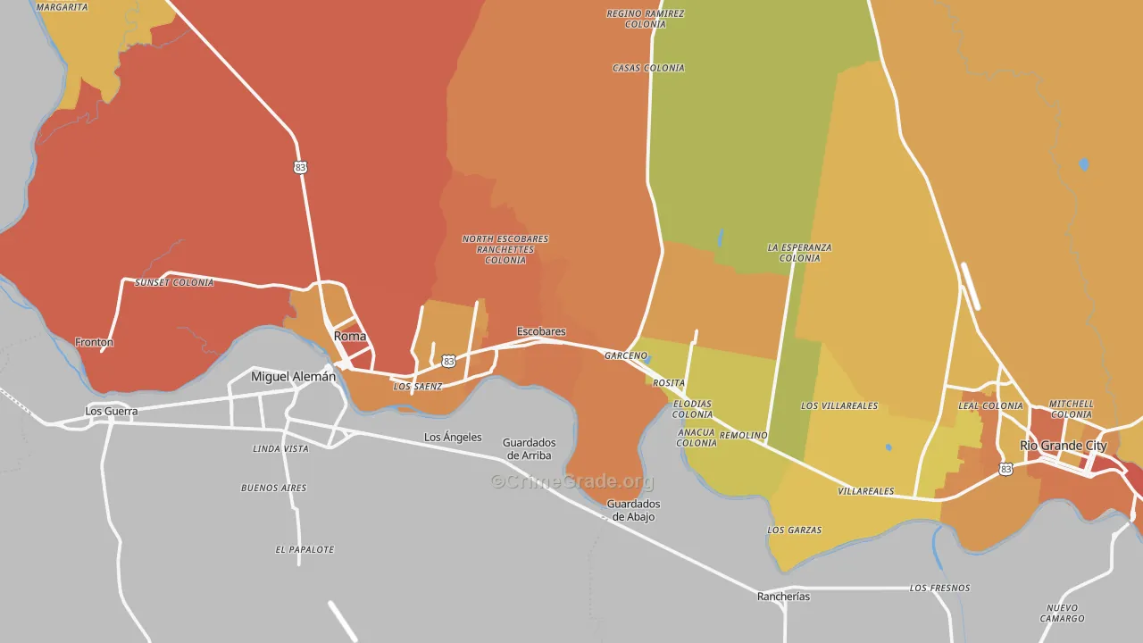 Escobares, TX Map of Murder Rates