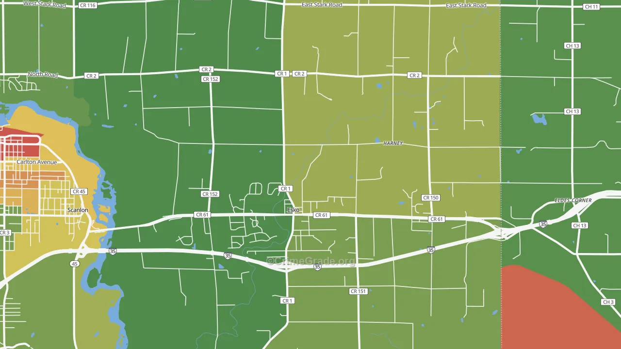 Esko, MN Map of Murder Rates