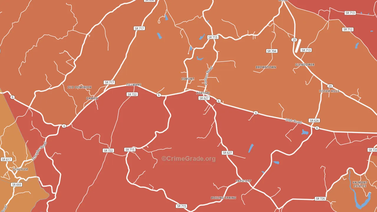 Esmont, VA Map of Murder Rates