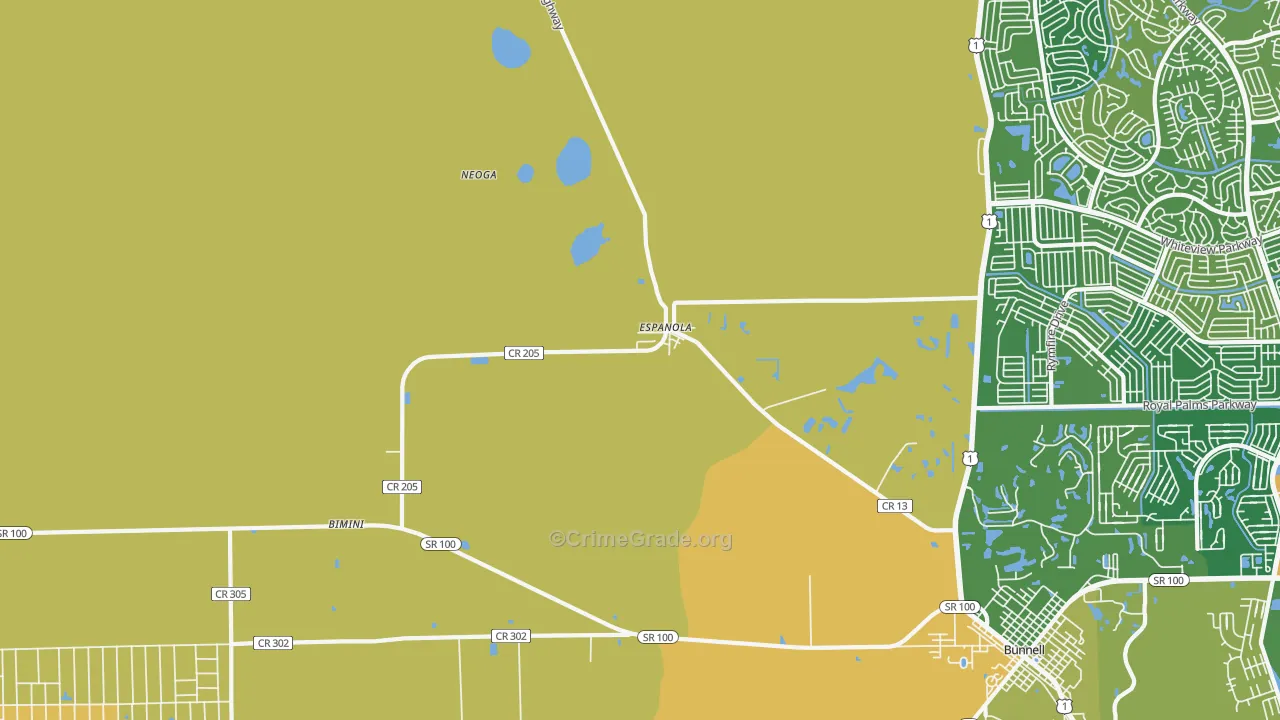 Espanola, FL Map of Murder Rates