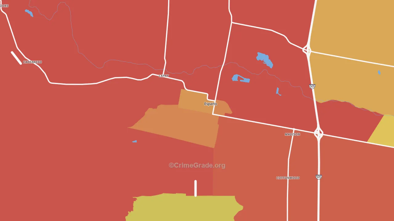 Esparto, CA Map of Murder Rates